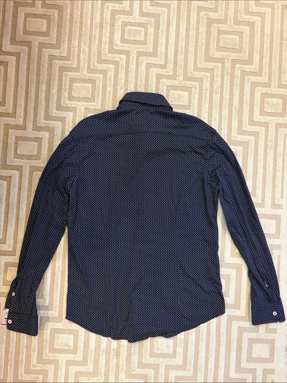 ButterCloth Men's Navy Patterned Button-Up Shirt - Picture 4 of 4
